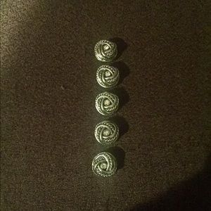 Silver with rhinestone button covers (5)